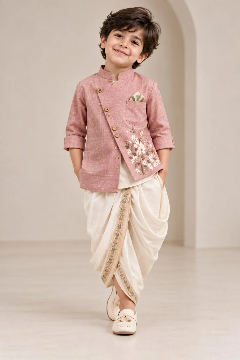 Rose Dhoti Set
